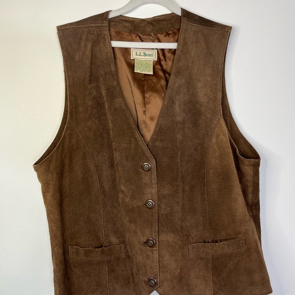 Vintage LL Bean Boho Chic Suede Vest Stagecoach Western Festival Top Womens Sz L - Picture 7 of 13